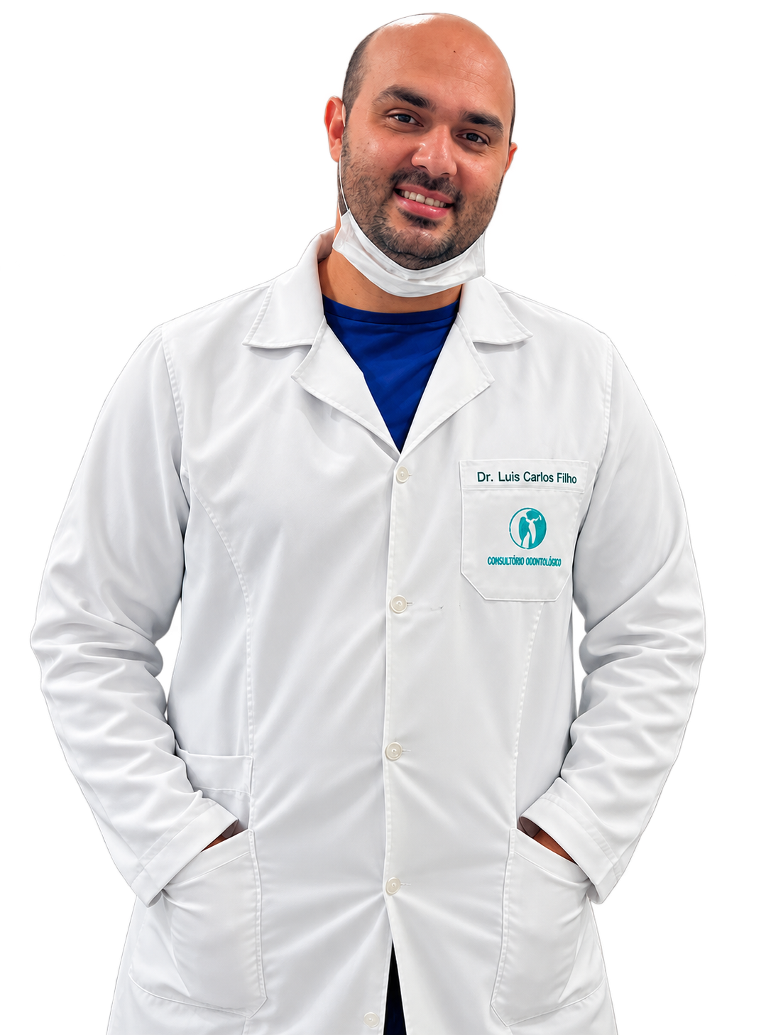 Dr. Luis Carlos Filho sorrindo, de jaleco branco